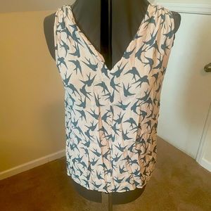 LOFT Teal & Gray Bird Top